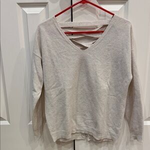 Beige cashmere V-Neck Sweater with